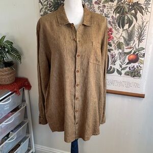 Flax Brown Button Down Shirt Medium